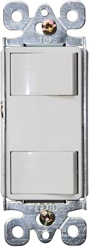 Decorative Stack 2 Switches 15A White (Pack of 10)
