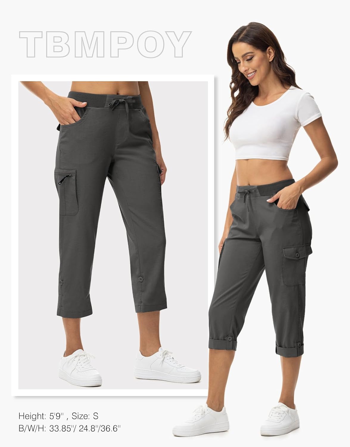 TBMPOY Women's Cargo Hiking Capris Pants - Image 7