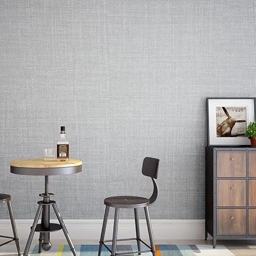 Fabric Peel And Stick Wallpaper Gray Faux Grasscloth Wallpaper Self-Adhesive 17.8” X 118” Linen Wallpaper Removable Wallpaper Embossed Textured Contact Paper Decoration Backsplash Countertop Liners #TOP5