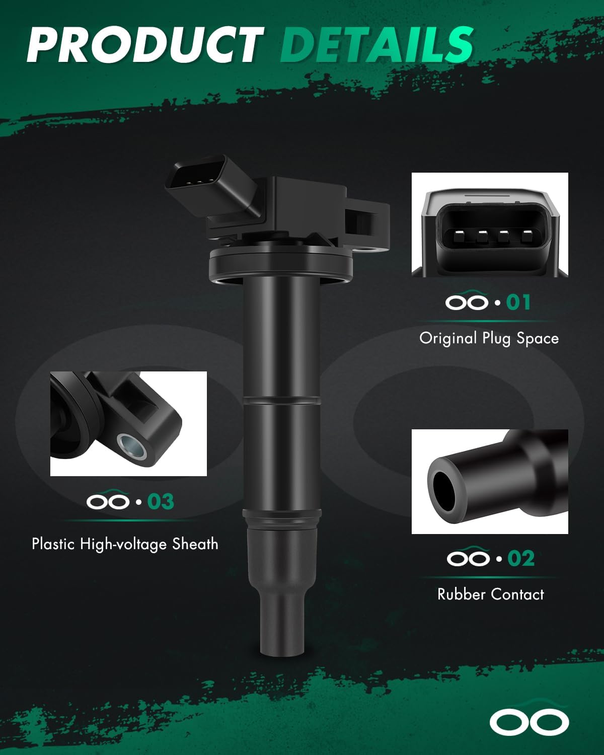 SCITOO Ignition Coils fit for Toyota Solara 2.4L 2002-2003 for Toyota RAV4 2.4L 2004-2008 for Toyota RAV4 2.0L 2001-2003 UF333 4pcs Ignition Coils