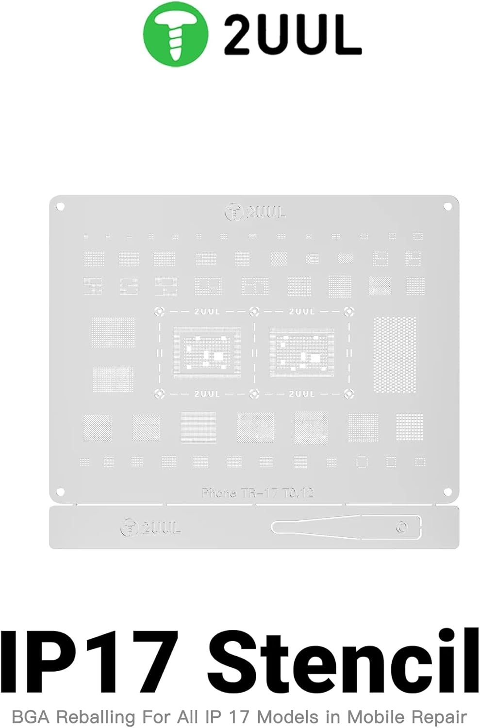 2UUL BG03 Reballing Stencil Compatible with iPhone 17 Series Professional BGA Repair Tool Stainless Steel WYLIE Professional Tools 10 Pack