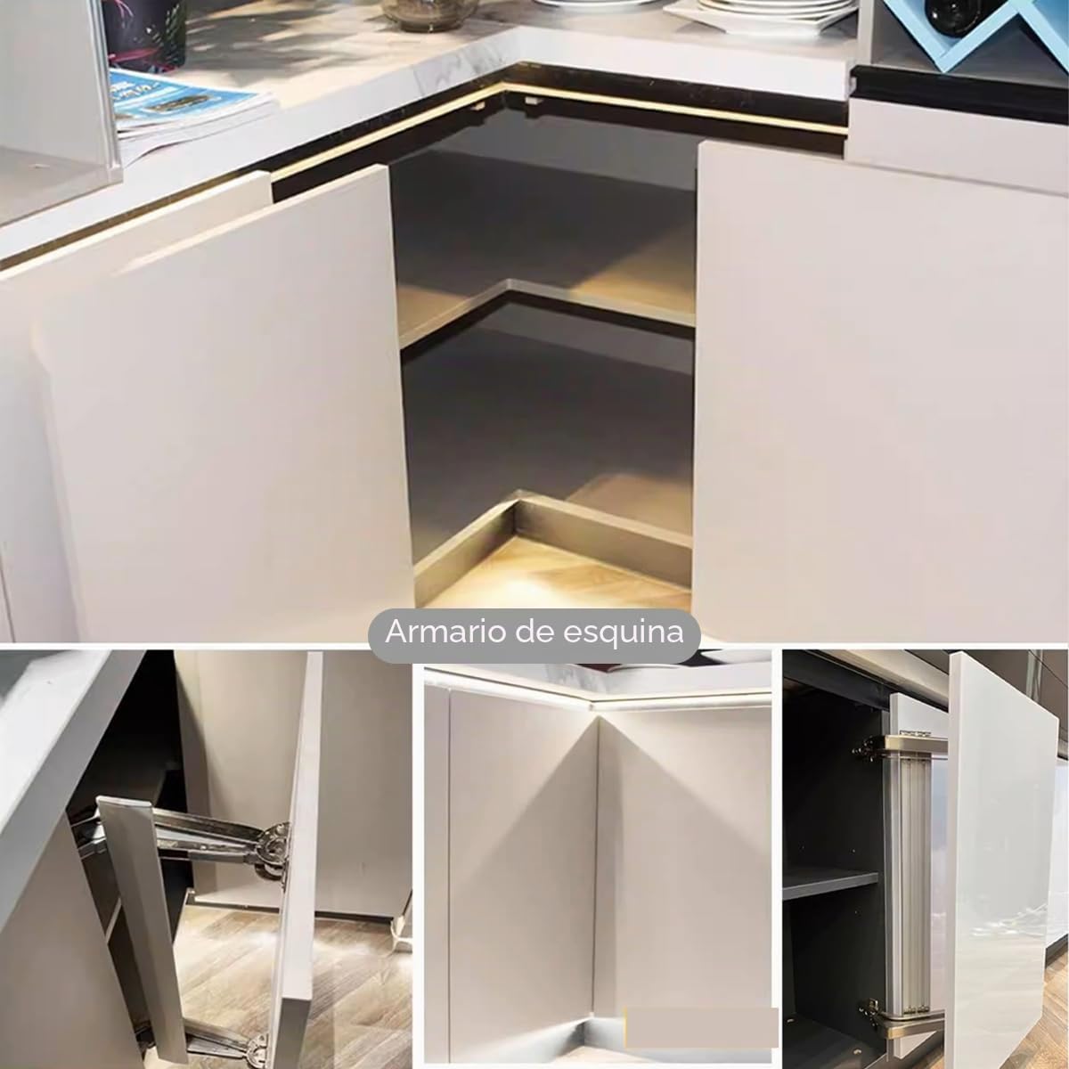 HOWHY Juego de bisagras de puerta de apertura lateral, bisagra resistente de 15.5 libras, apertura paralela de 180°, puerta corredera de armario | Mecanismo deslizante paralelo suave con amortiguador silencioso. Cuenta con microajuste 3D