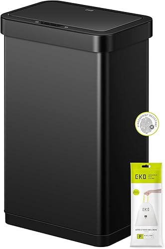 Miniatura 12 de EKO Mirage - Cubo de basura semicircular con sensor de movimiento de 47 litros/12.4 galones, cubo de basura automático para cocina con compartimento