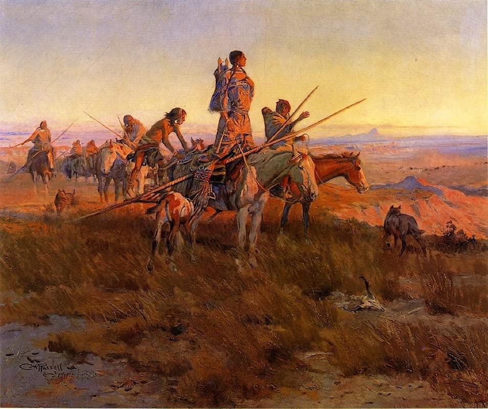 Toile Nordique 60x90cm Haute Définition Peinture Chasseurs d'Animaux