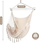 WBHome Extra grand hamac chaise swing avec kit de matériel, suspension Macrame chaise en coton toile pour chambre à l'intérieur extérieur, Max. Poids 330 Lbs (Beige)