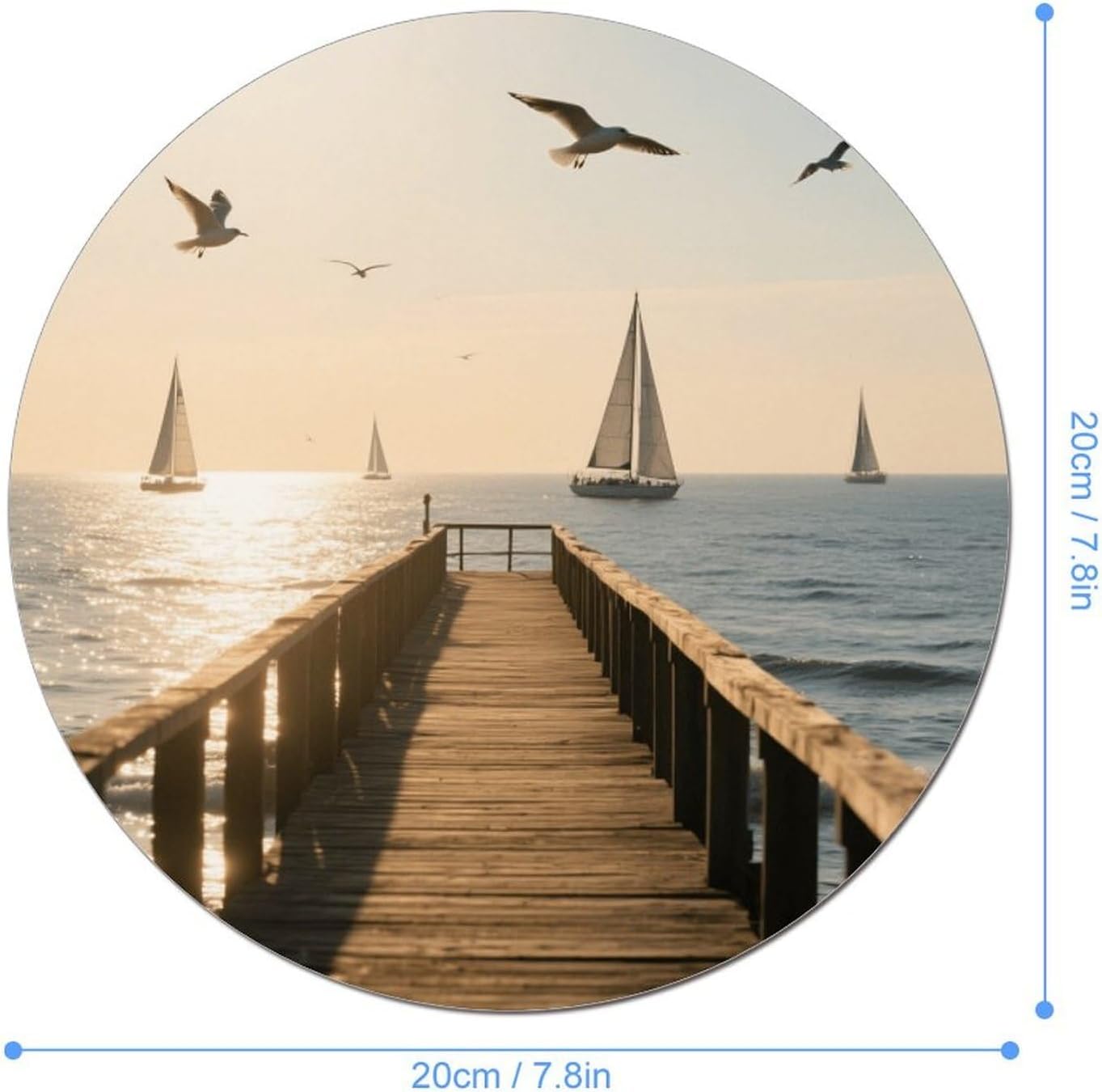 Round Mouse Pad Morning Light Seaside Printed Travel Mouse Pad 7.8 * 7.8 Inches for Wireless Mouse Gaming Work Laptop Home Decoration Desk Accessories image 2