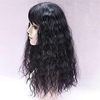 Vista 3 de LXUE Extensión de cabello ondulado de 22 pulgadas con flequillo para añadir volumen, extensiones de cabello para mujeres con cabello fino