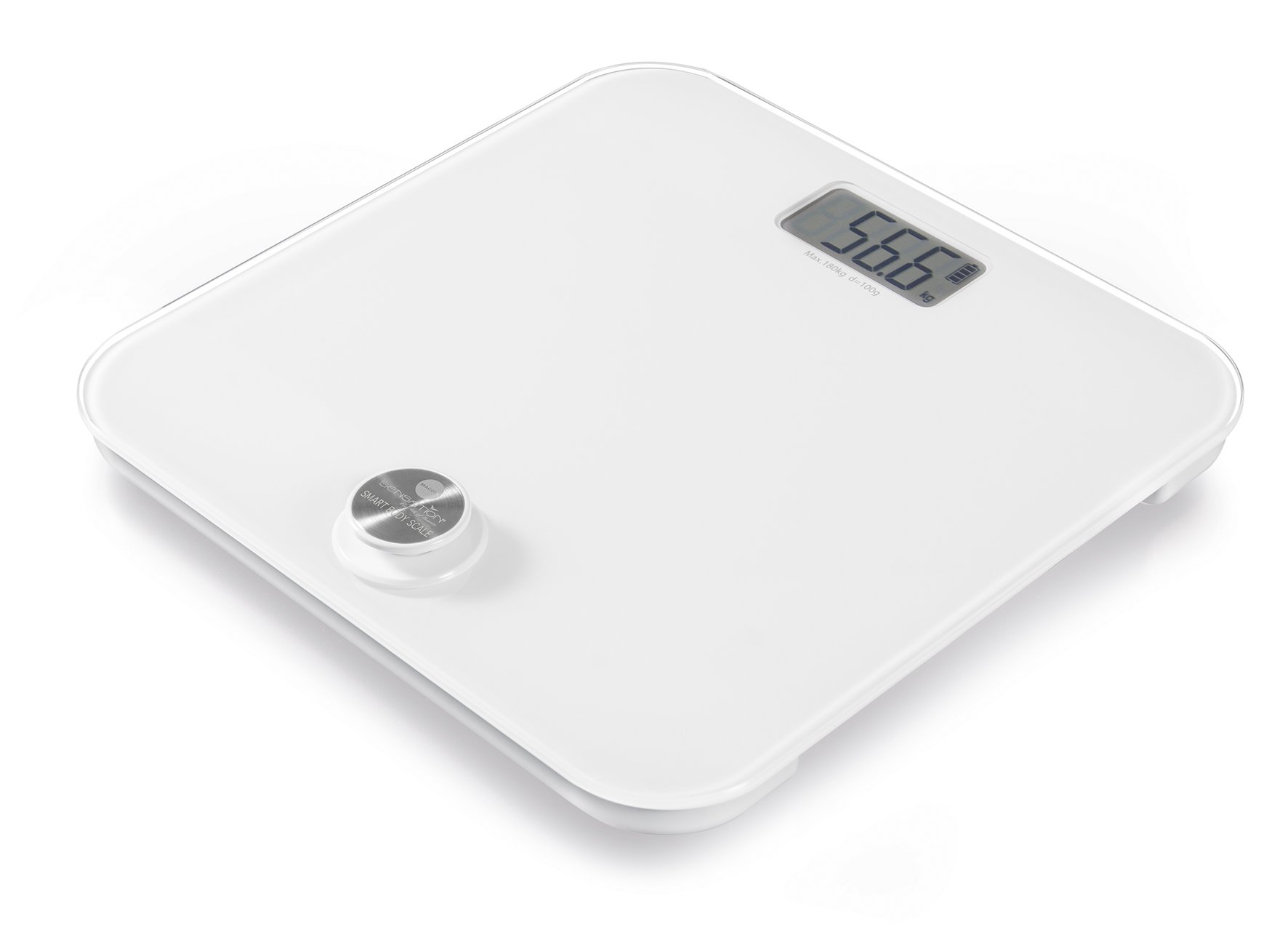 MACOM, Pesapersone Elettronica Senza Batterie ricaricabile manualmente, si ricarica semplicemente premendo il pulsante, divisione 100 gr, peso massimo 180 Kg, Sensation 869 Smart Body Scale