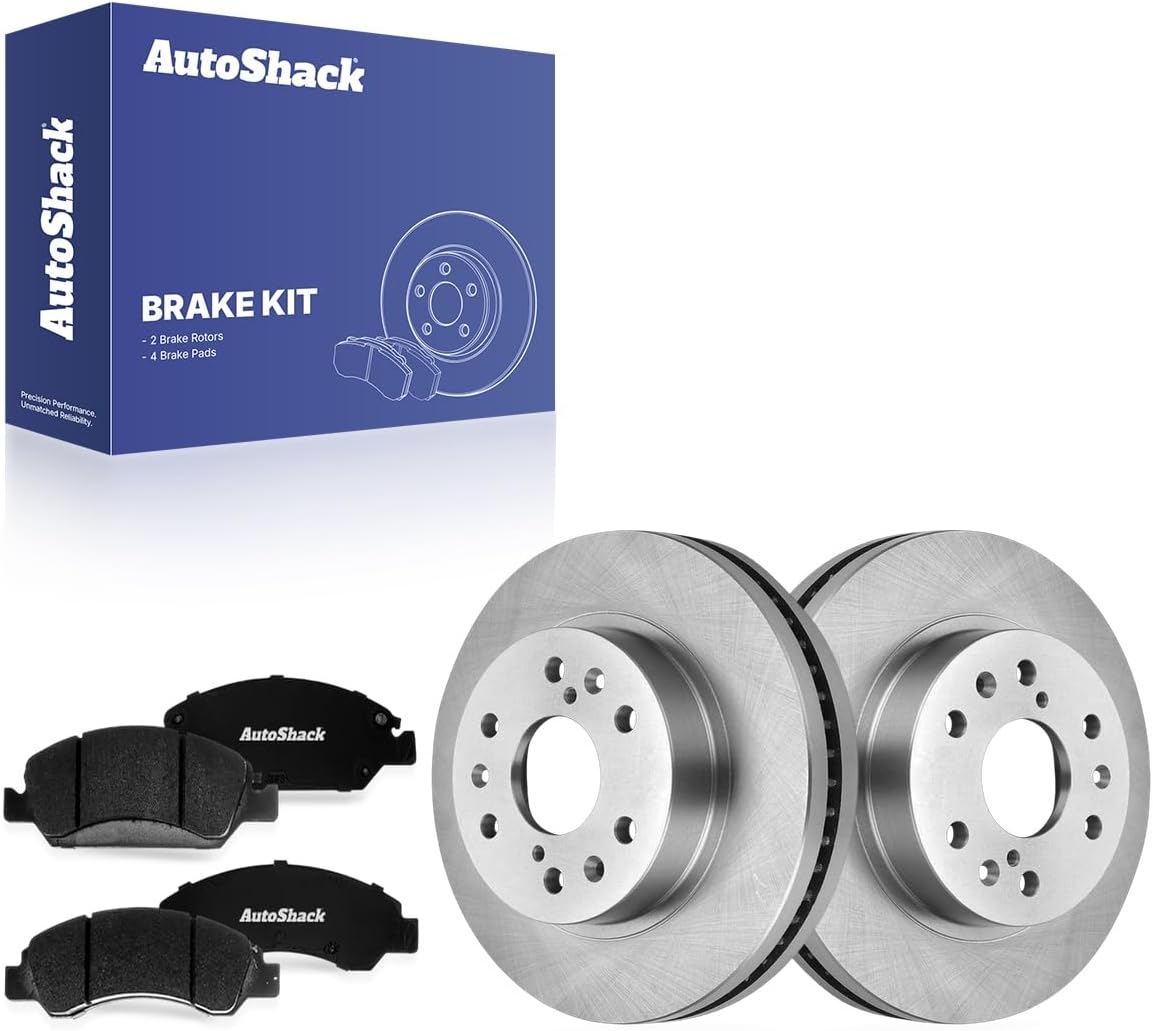 AutoShack Front Brake Rotors & Ceramic Pads for Chevrolet, Silverado 1500 2005-2018 - Coated Drilled & Slotted - Black Matte Finish - BlackShield - 12.99" (329.9 mm), 6-Lug