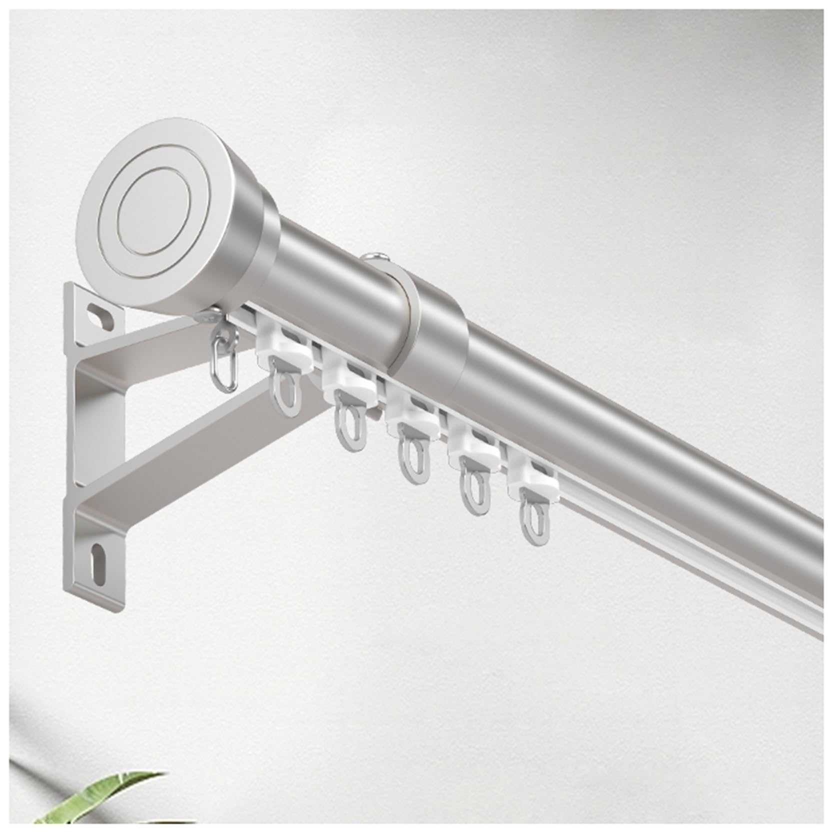 Tringle coulissante avec poulie pour séparateur de pièce occultant