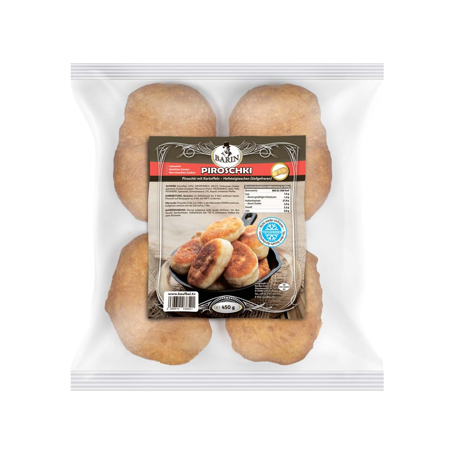 BARIN Maslenitsa Set 1940g Bliny und Piroschki 4 Sorten Tiefgefrorene Russische Spezialitäten mit Schweinefleisch Quark Kartoffel Weißkohl