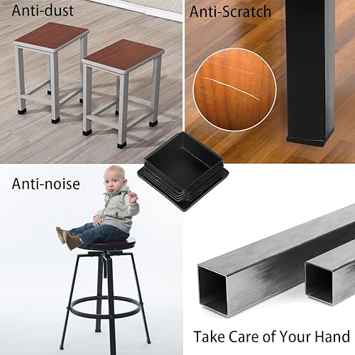 Miniatura 10 de 20 tapas cuadradas de 2 pulgadas para tubos de 2 pulgadas x 2 pulgadas, tapones cuadrados de plástico de 2 x 2 pulgadas, tapas de plástico para