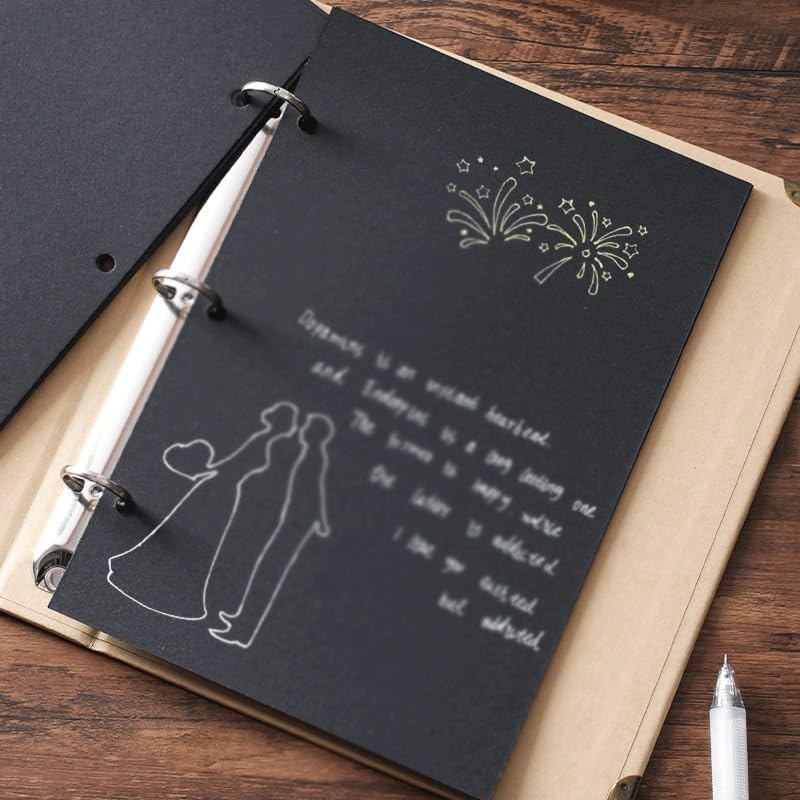 Travel Growth Commemorative Book ﻿ Loose Leaf Kraft Paper Creative Handmade Photo Album Commemorative Album Applicable to photos, receipts, star cards, etc(17 * 23 * 4cm)