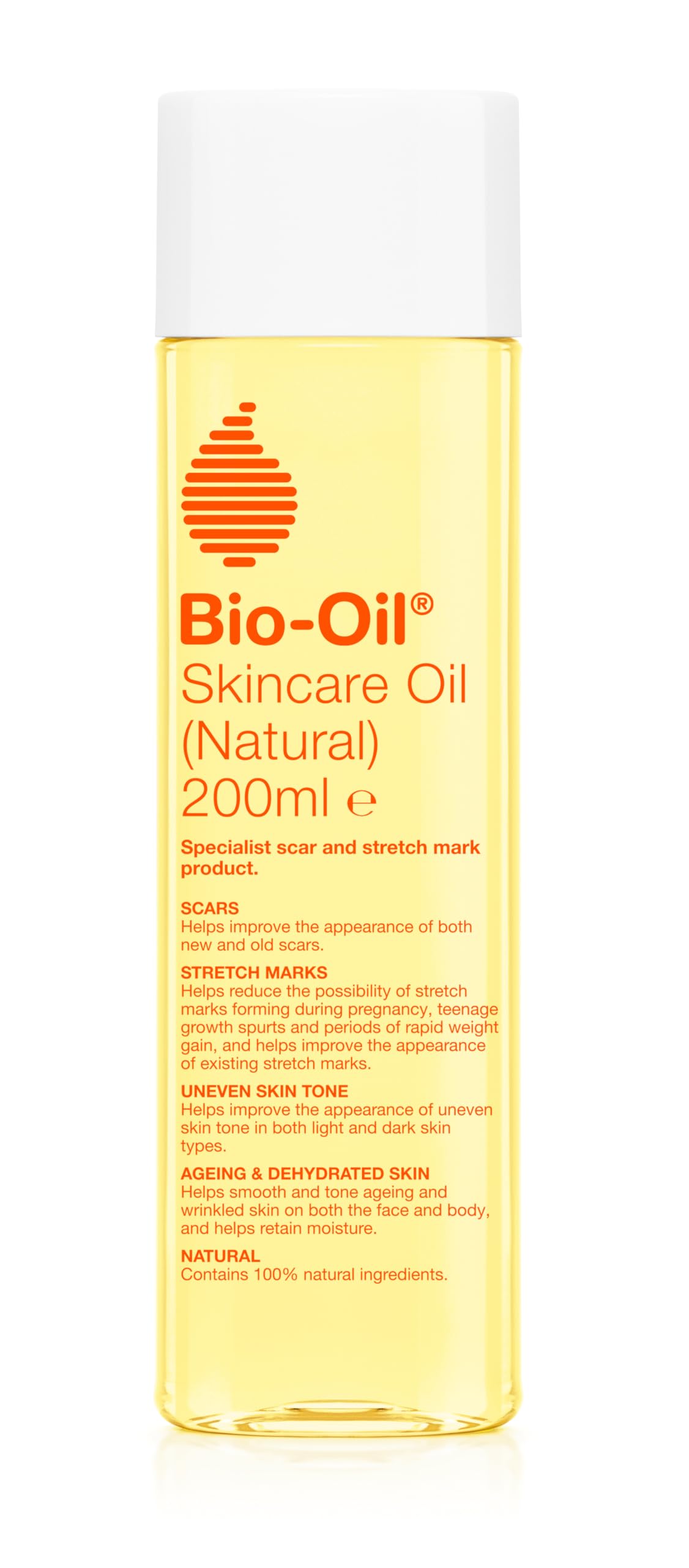 Bio Oil Body Natural Skin Care Oil (200ml) - Firming Skincare That Reduces Appearance Of Stretch Marks & Scars - Grease Free Moisturiser Lotion - With Vitamin E & Vitamin A