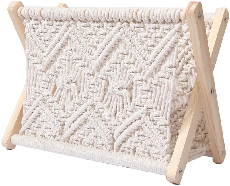 雑誌ラック ボヘミアン ストレージ ホルダー 折りたたみ コットンロープ 編み木 ストレージラック ホームデコ バスケット 書籍 植