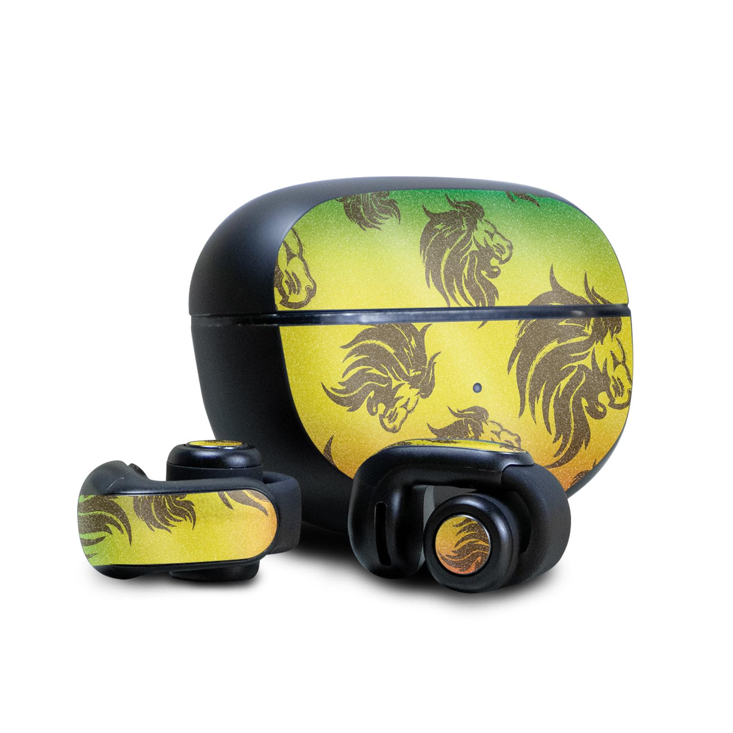Glossy Glitter Skin Compatible with Bose Ultra Open Earbuds - Rasta Lion - Premium 3M Vinyl Protective Wrap Decal Cover - Easy to Apply | Crafted in The USA by MightySkins