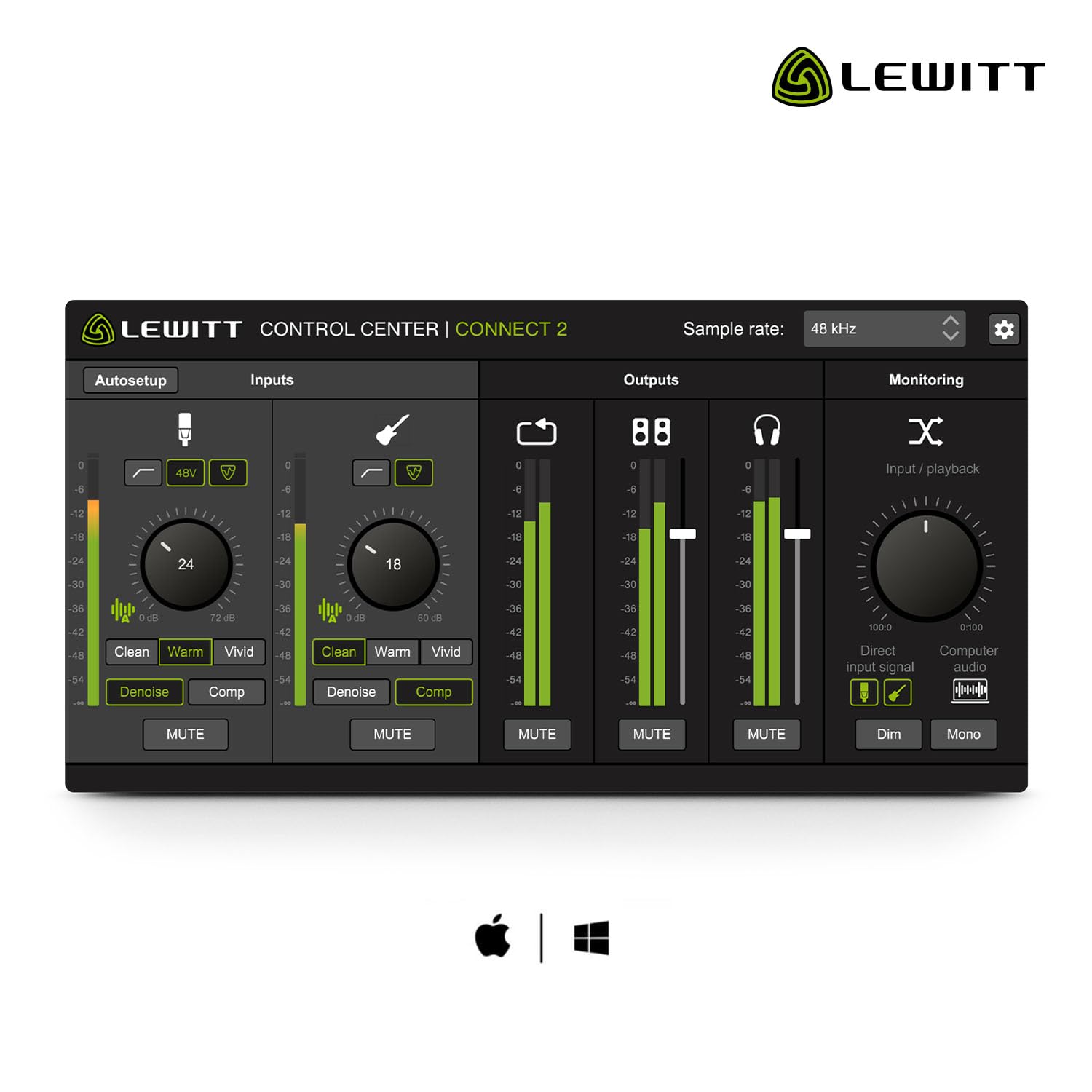 CONNECT 2 - Das benutzerfreundlichste Audio-Interface mit XLR- und Hi-Z-Eingang - Sensationeller Sound mit nur wenigen Klicks - Autosetup, Clipguard, Compressor, Denoiser - 3 Preamp-Sounds