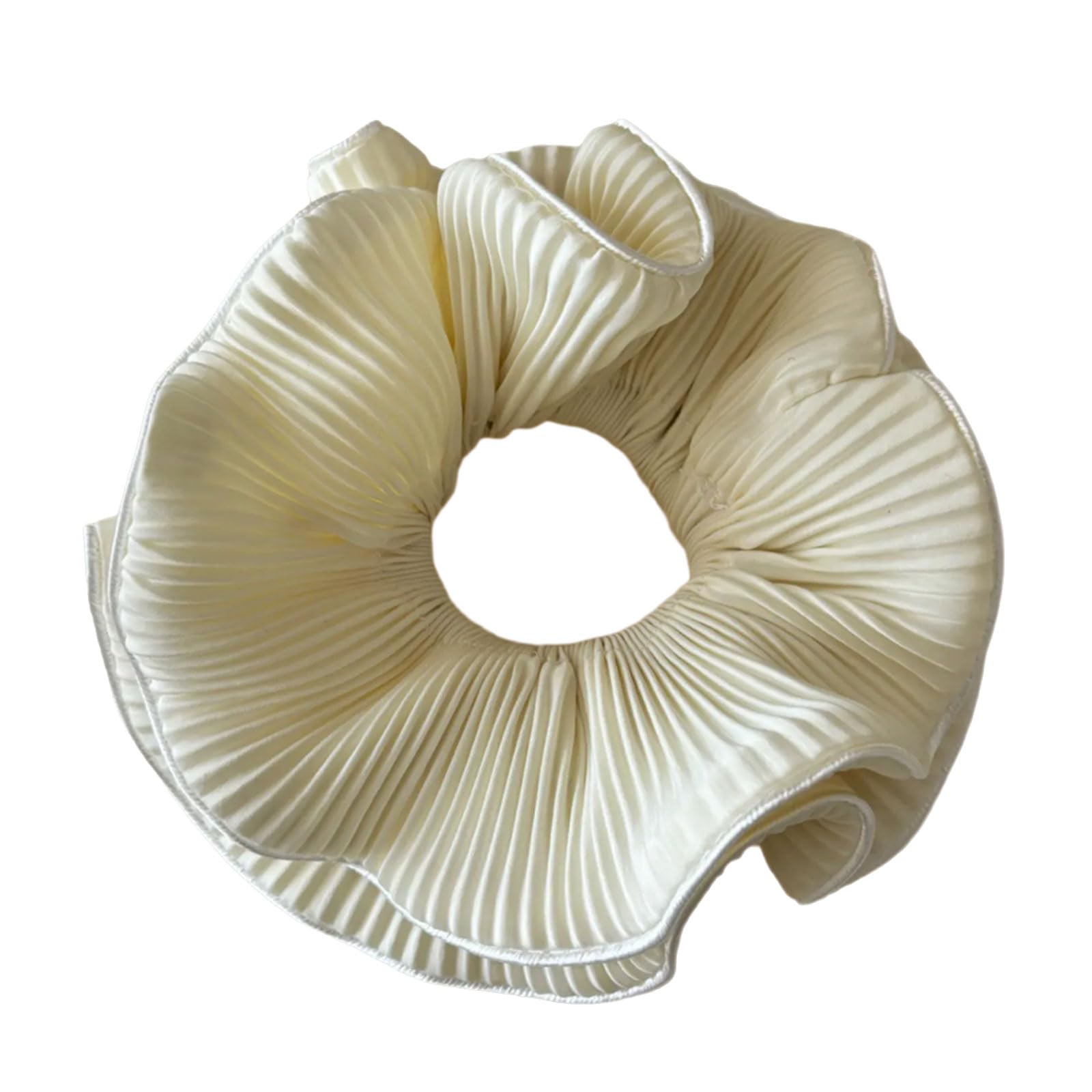 BWANGIAO Korean Charm Large Ruffled Scrunchies With Pleated Design Soft Fabric Hair Tie For Women And Girls