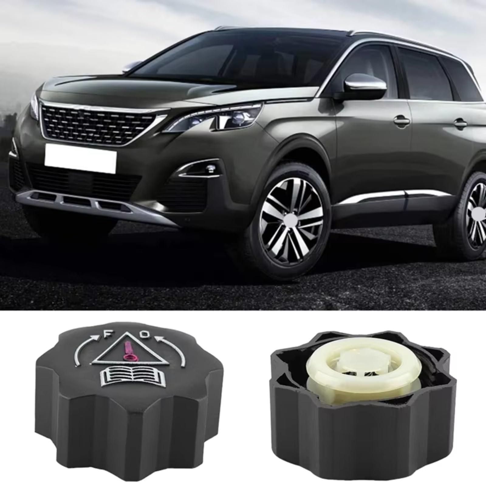 Compatible con Peugeot 106 107 206 207 307 308 406 407 807 1007 2008 3008 5008 1306J5 9638001280 Depósito de expansión de refrigerante Tapa del radiador