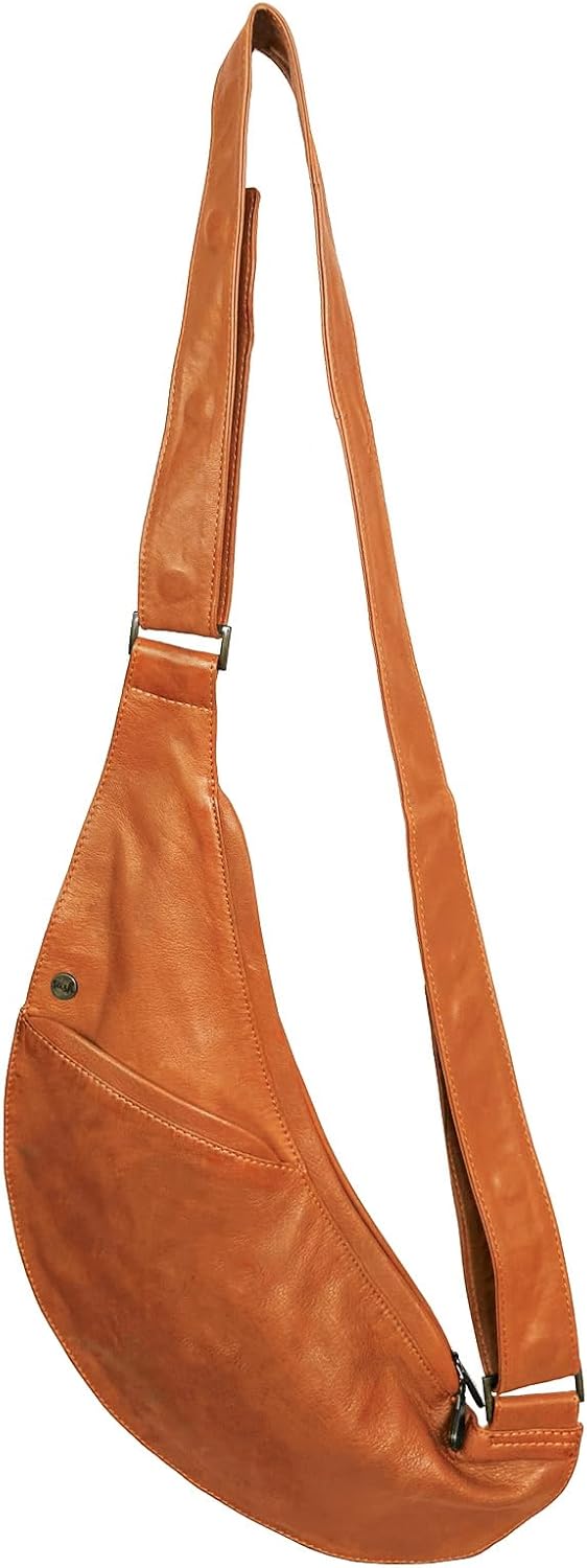 SASH Crossbody Bag - Half Bag with Flap in Leather - Travel Sling Bag with FRID-Protected Wallet