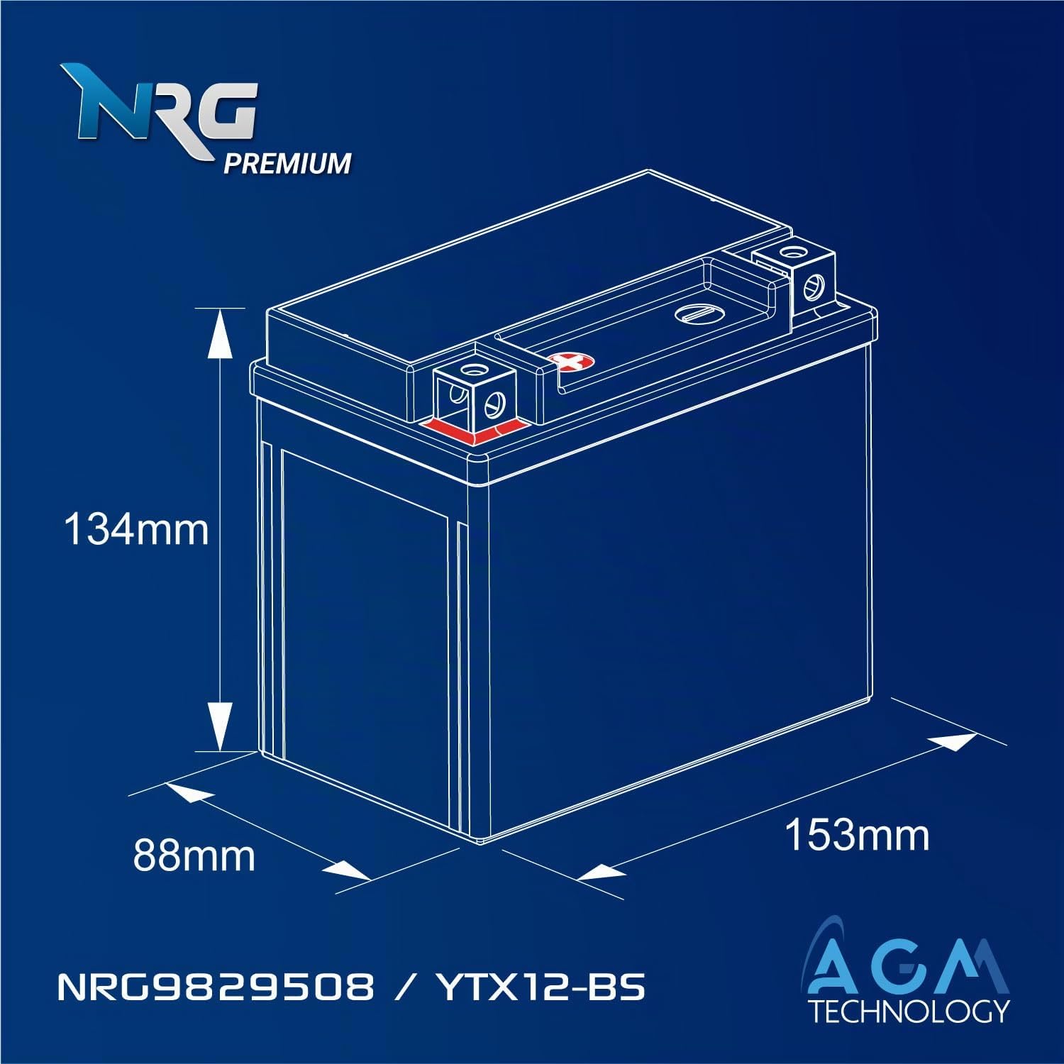 NRG Stützbatterie 12V 10Ah AGM Start-Stop A0009829508 000 982 95 08 AUX12
