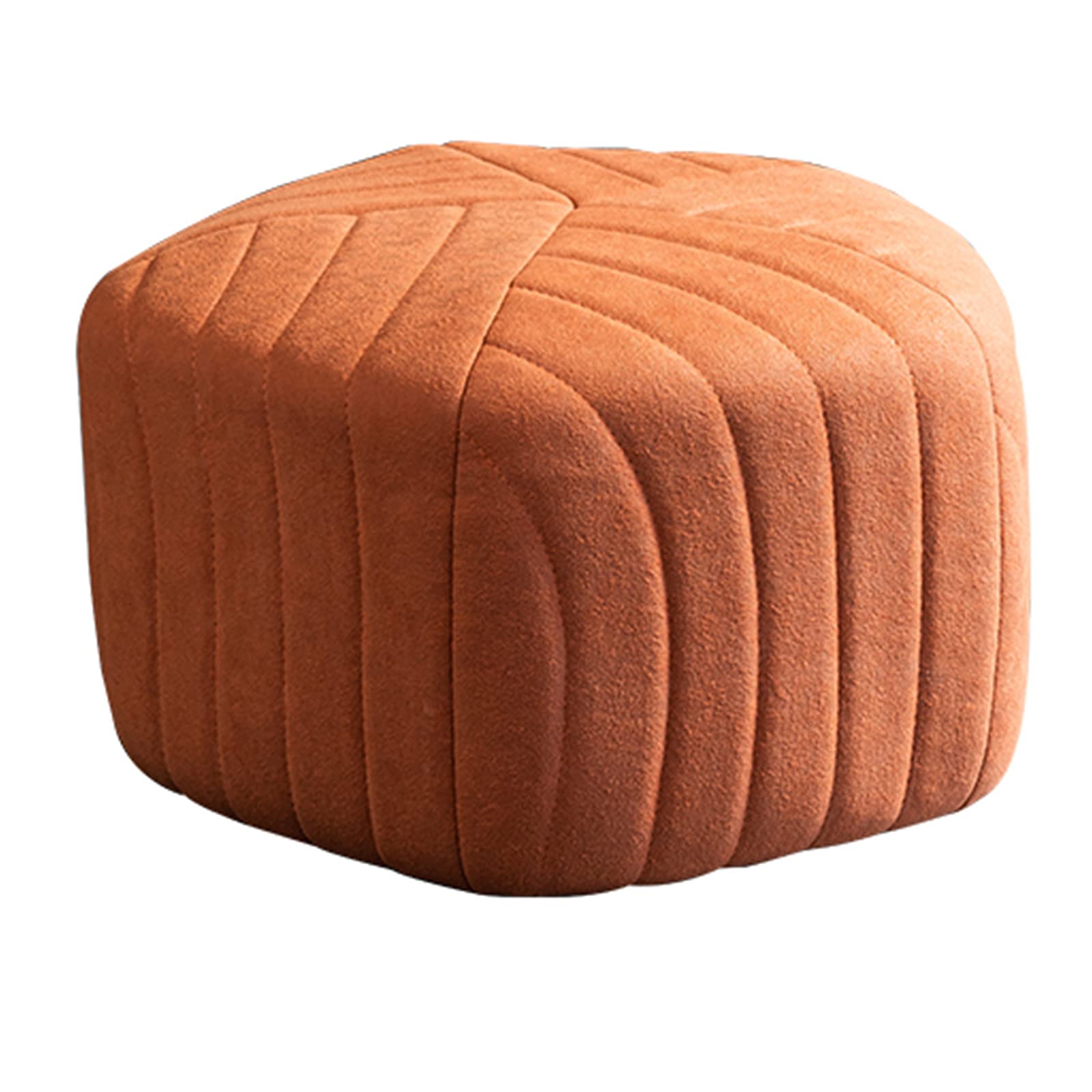 Repose-pieds de rangement orange en tissu doux et bois
