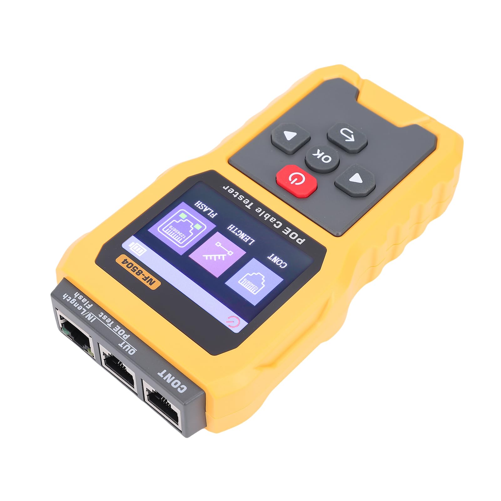 Hyuduo Tester per Cavi PoE, Materiale ABS, Schermo da 2,4 Pollici, Misurazione della Lunghezza del Cavo e Test di Carico di Potenza per Cavi CAT5 CAT6, Ideale per Tecnici e Professionisti di Rete