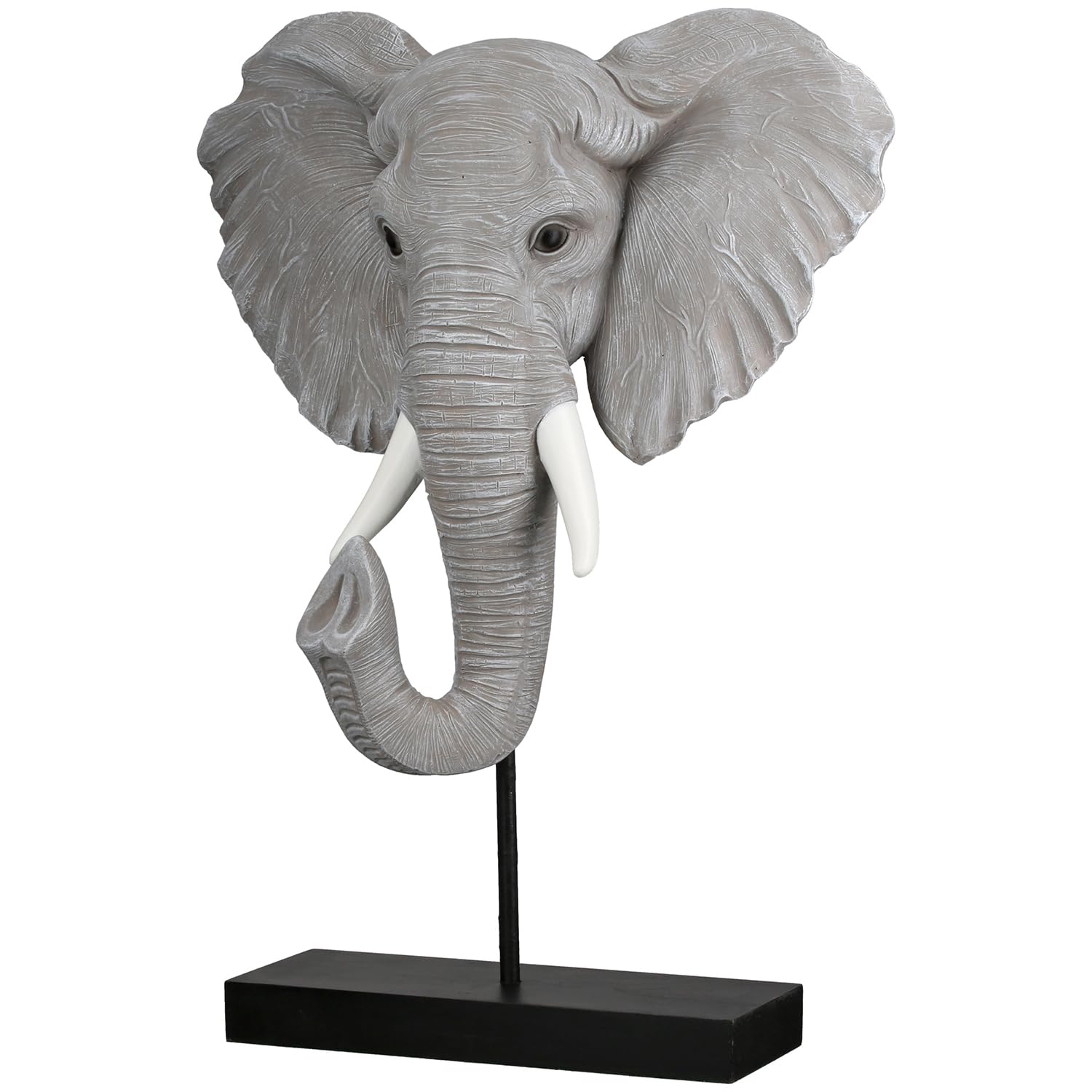 GILDE Ringo Elephant Sculpture Resin Grey Roughened Height 42 cm x Width 25 cm Elephant Head