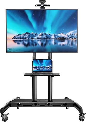 Miniatura 13 de PERLESMITH Soporte de TV rodante con ruedas bloqueables para televisores de 32 a 86 pulgadas con capacidad para hasta 132 libras, soporte de TV