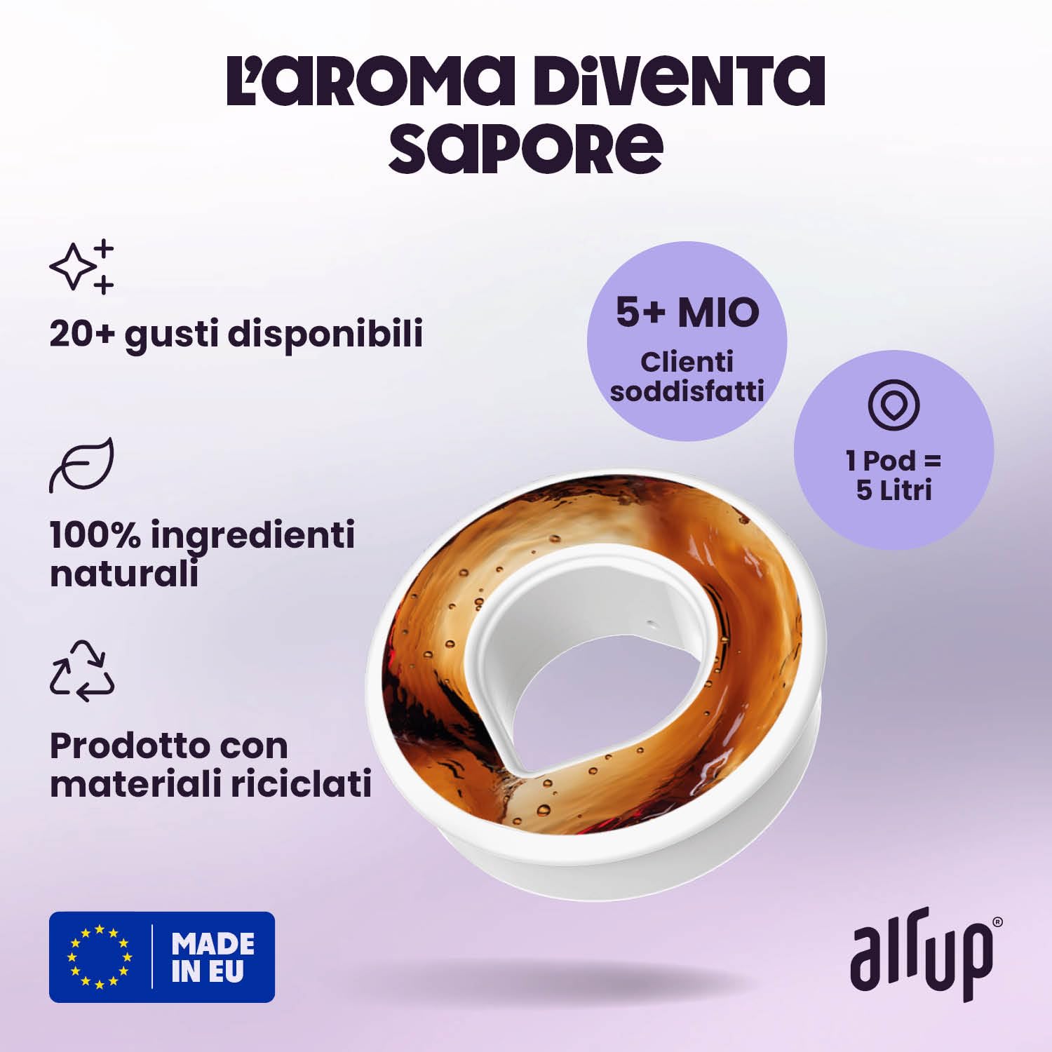 air up® Flavour 5 Set degustazione con 5 pod in aromi diversi | Pod aromatizzati per 25 litri d'acqua senza zucchero ai gusti: cola, anguria, aranciata, mela e ananas I Per borracce air up® originali