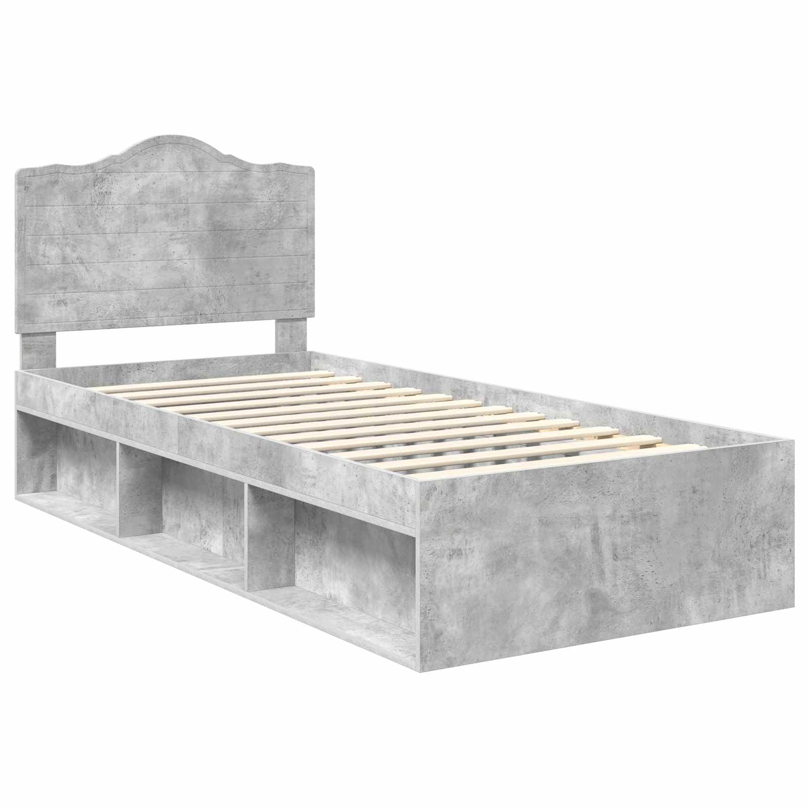 vidaXL Estructura de Cama con cabecera Gris concreto 100 x 200 cm