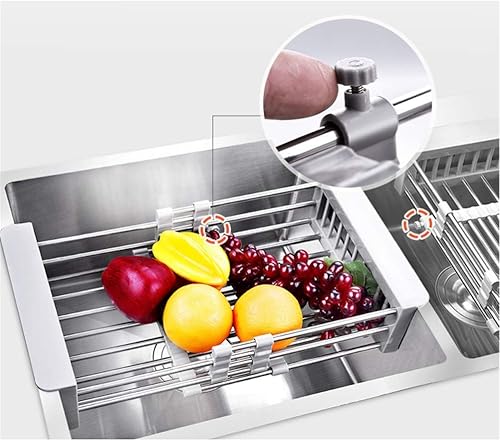 Miniatura 3 de IAMKHO Escurridor de platos de acero inoxidable sobre el fregadero con soporte de brazos ajustable organizador funcional de fregadero de cocina para