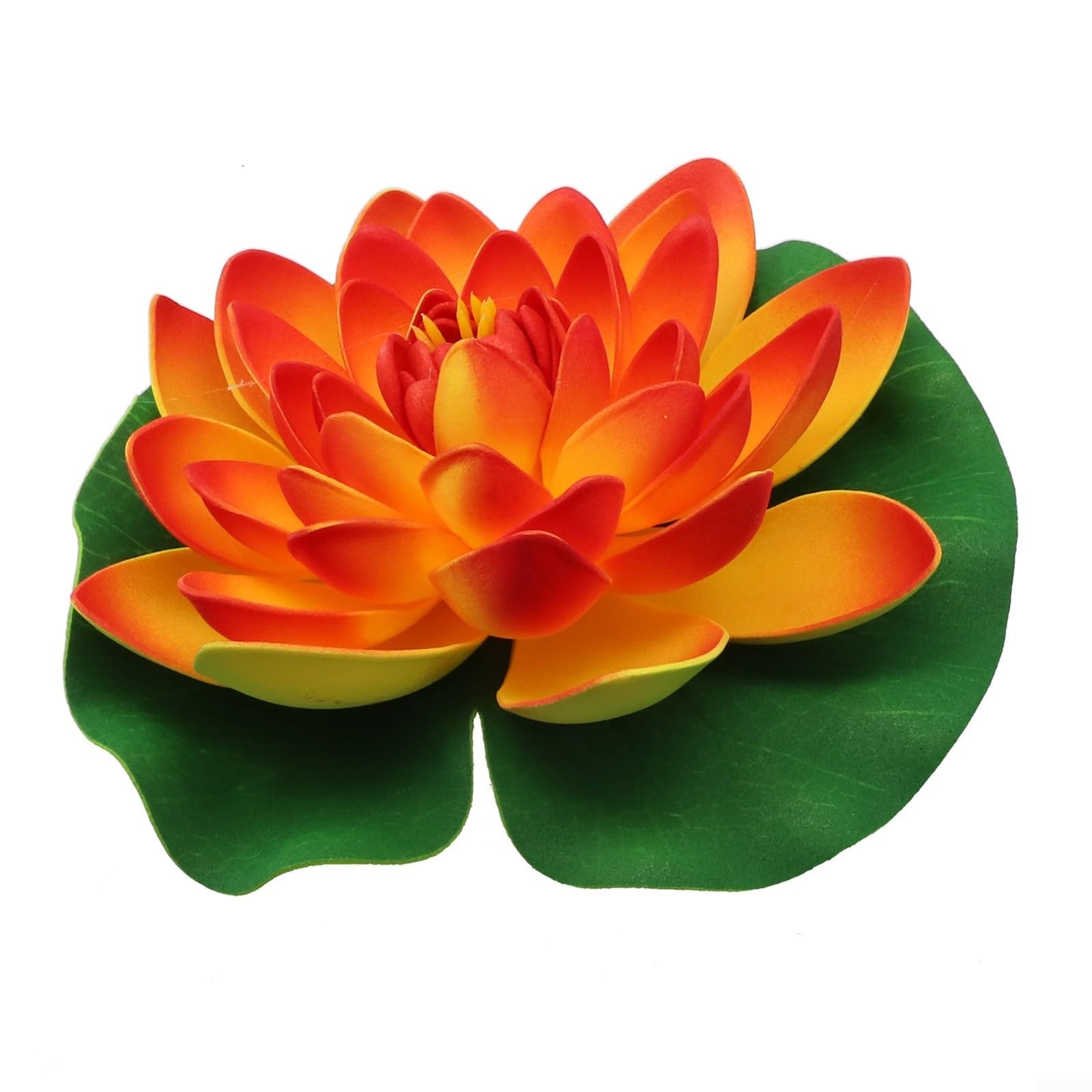 Gettimore Artificial Floating Lotus Flower, 7 Inch Large Fake Water Lily for PADS, Pond Pool Lotus Ornaments for Garden Aquarium Home Wedding Decor-1Pc White (orange)