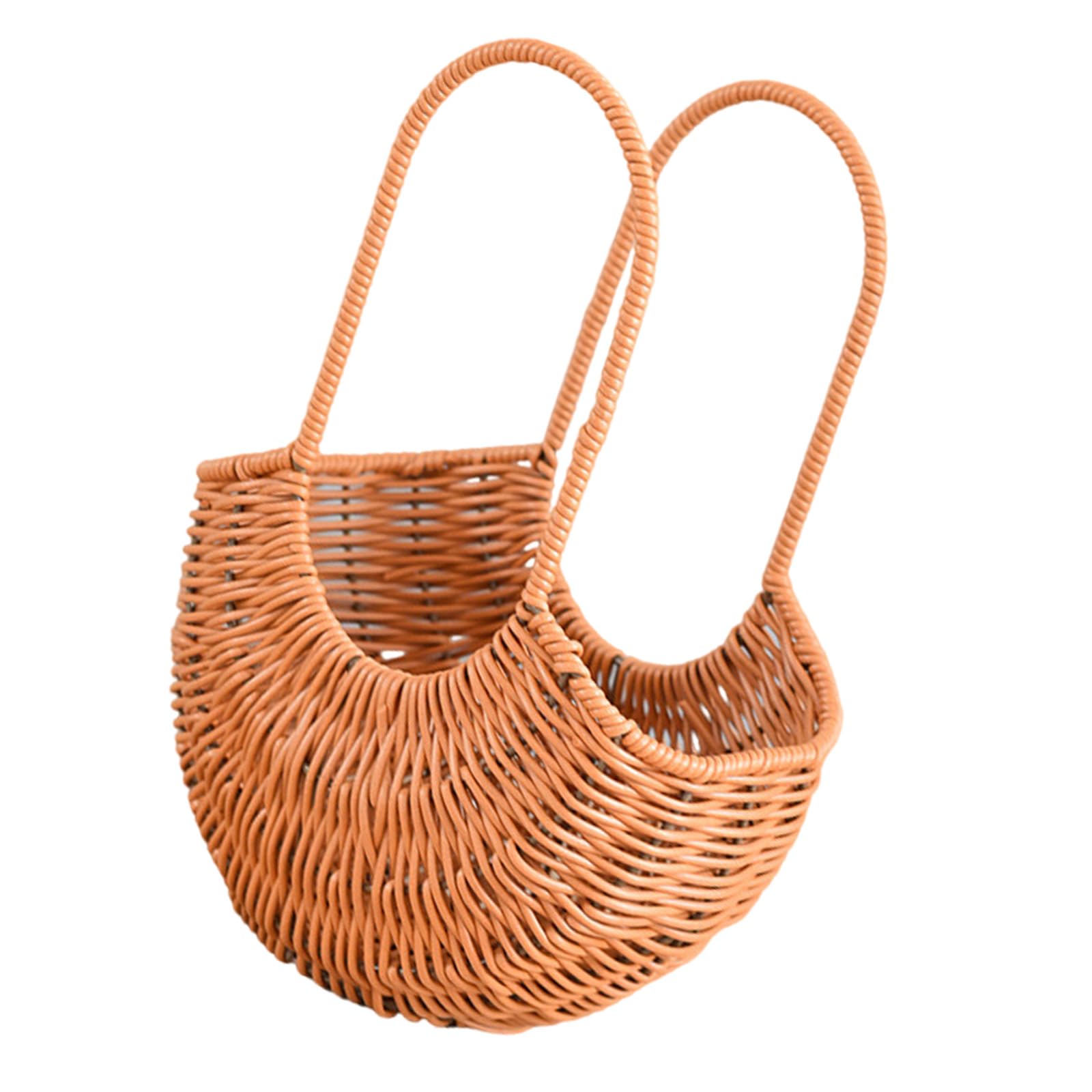 Tsophreniq Fashionable Handheld Wicker Baskets Portable Arrangement Containers for Flowers Garden Decoration and Bridals Accessory Foldable Picnics Basket
