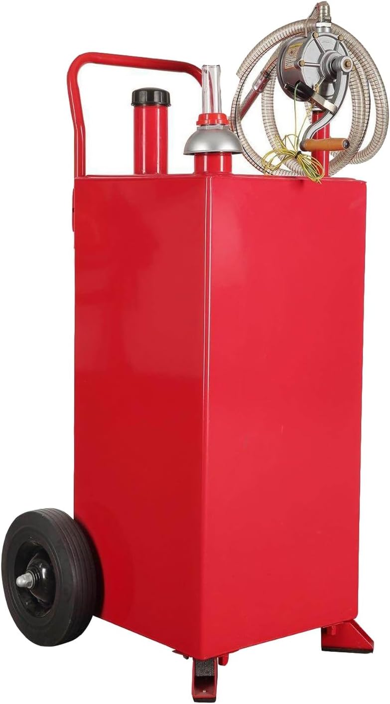 30 Gallon Portable Heavy Duty Fuel Caddy Fuel Transfer Tank, Fuel Transfer Tank with Pump, Leak-Proof, Orange Gas Diesel Storage Tank for Cars, ATVs, Boats, Wide Use