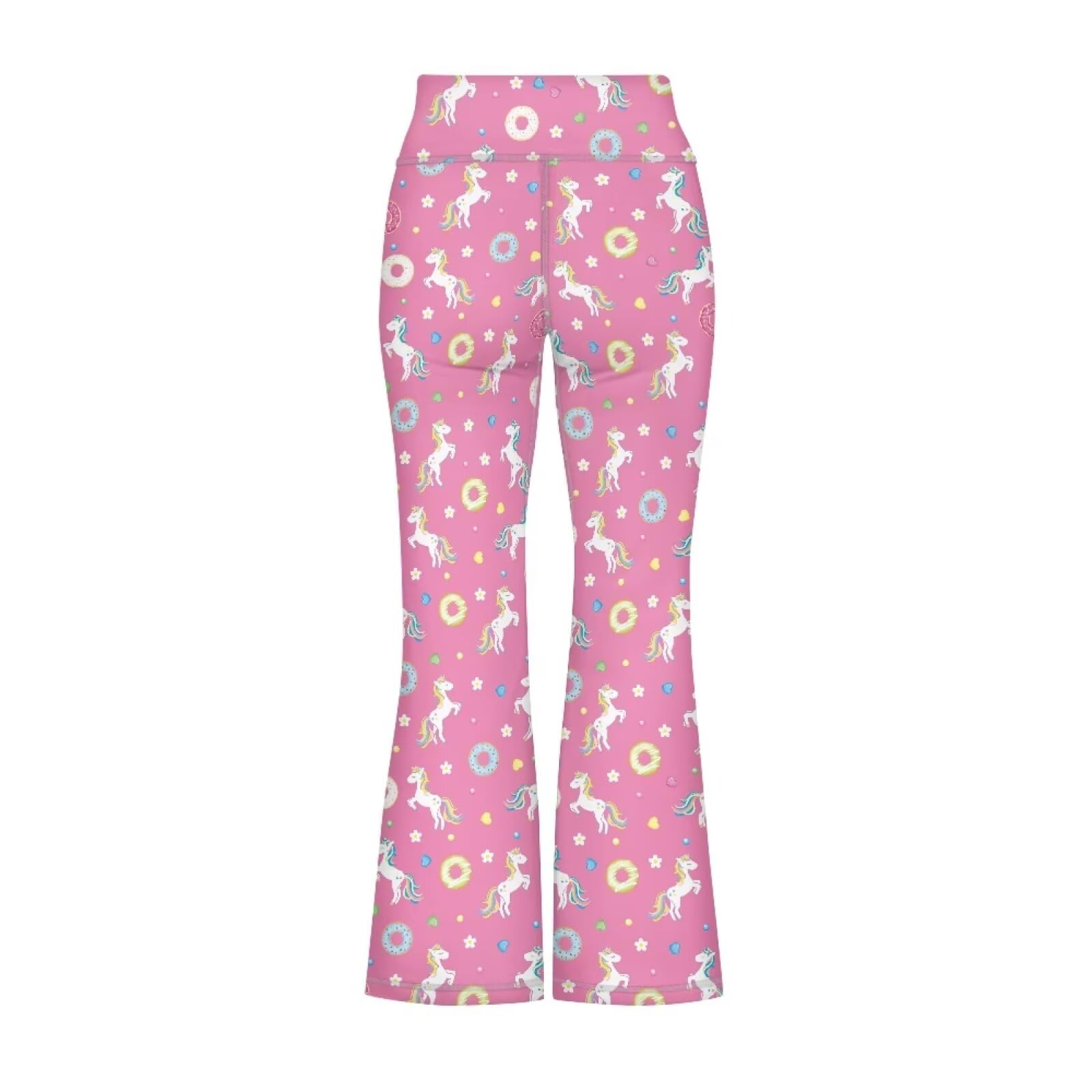 Yewattles Dounts Horse Girl Yoga Flare Wide Leg Tummy Control Stretchy Pants for Casual Daily Outdoor Sports Bell Bottoms Sweatpants 5 6 7 8 9 10 11 12 13 14 Years