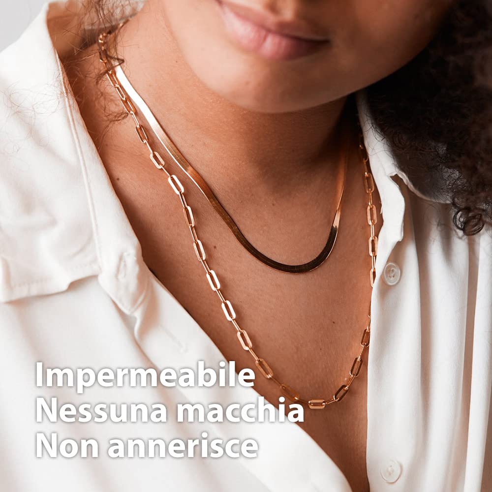 BONNYBIRD Collana Acciaio Chirurgico Donna Multifilo in Argento, Oro e Oro Rosa - 100% Impermeabile e Senza Nichel