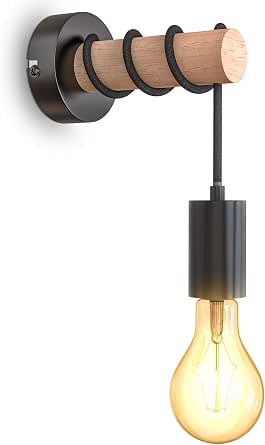 Applique murale - B.K.Licht - Rétro - Métal noir - Douille E27 - 10W