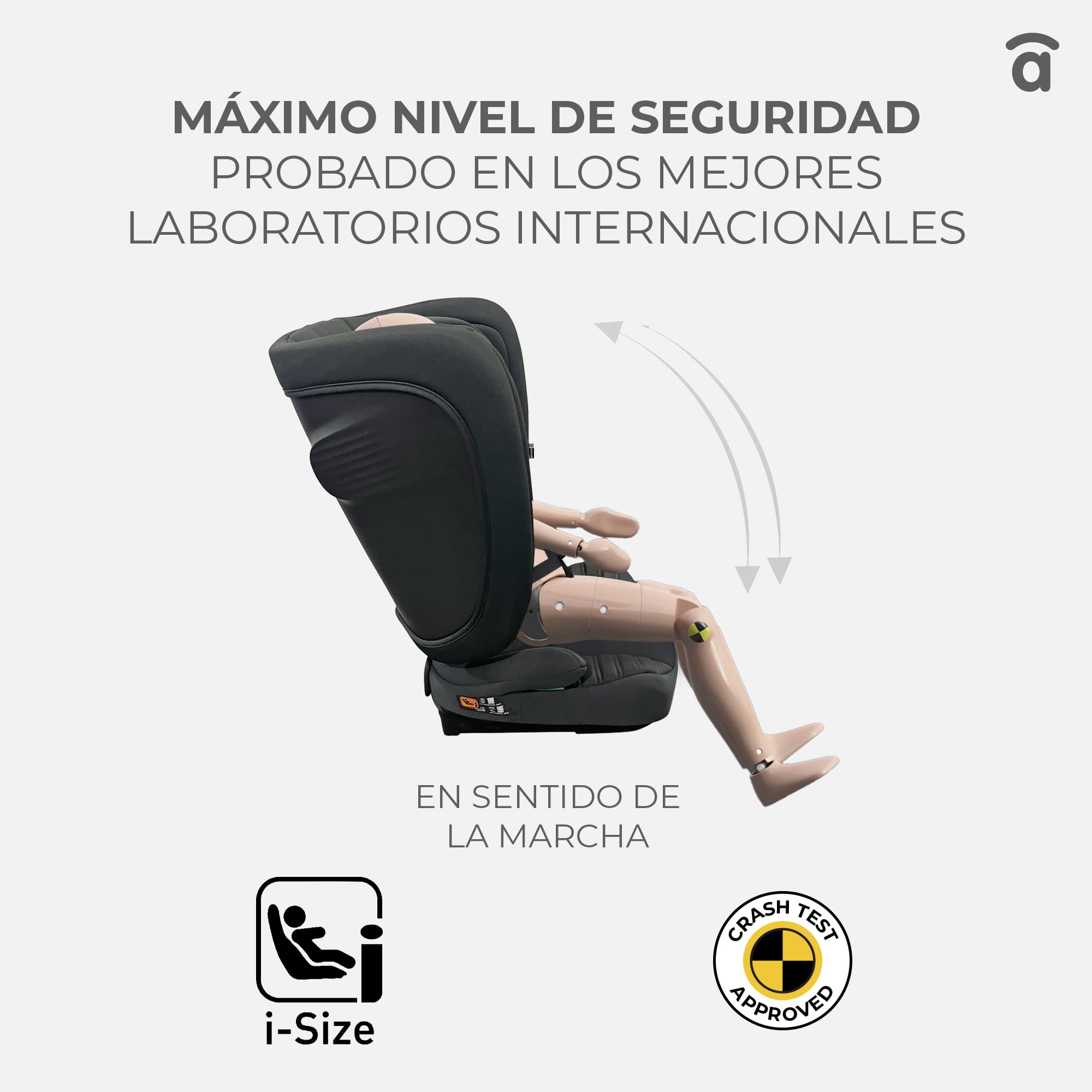 Silla de coche i-Size evolutiva 76-150 cm | Homologada ECE R129, arnés 5 puntos, respaldo reclinable y autoajustable, protección lateral | Neocare Gris Asalvo