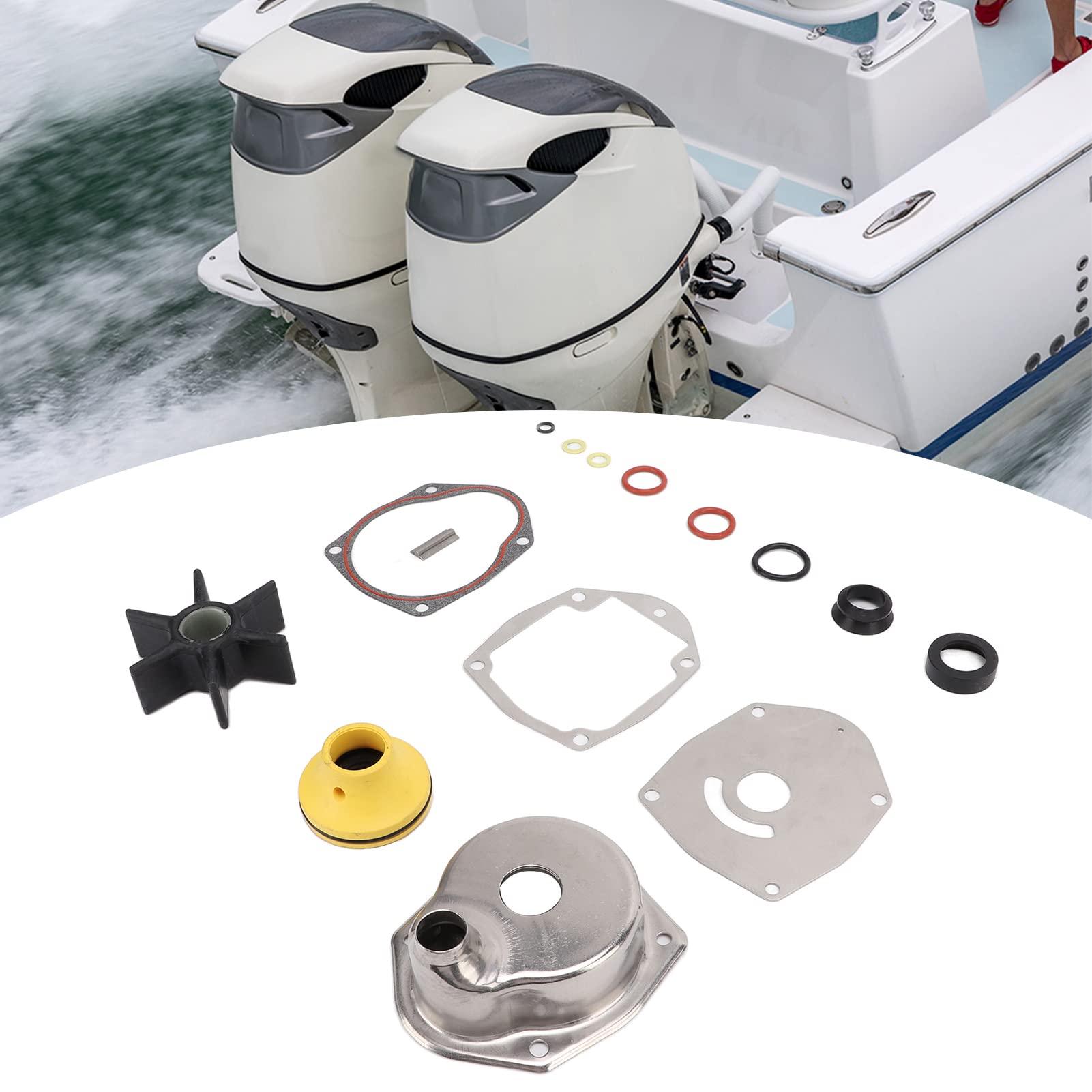 Wasserpumpenlaufrad-Reparatursatz, Edelstahl-Neopren-Gummimischung-Ersatzsatz, Mercruiser Alpha One Gen II Z-Antrieb 1991¨C2021,Zubeh?r Modifikationen an Elektrofahrr?dern