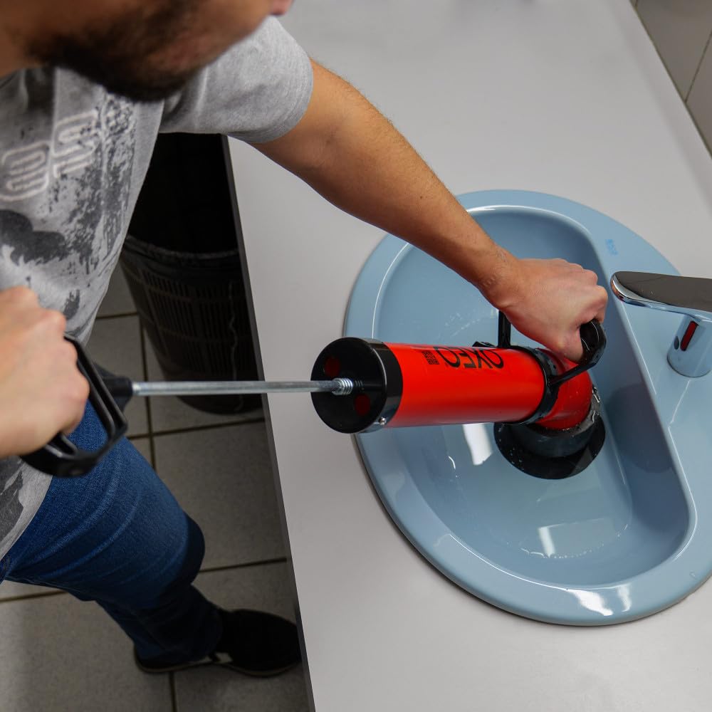 Déboucheur canalisation Pro - 3 Adaptateurs Inclus - Déboucheur à pompe - Evier - Toilette - Baignoire