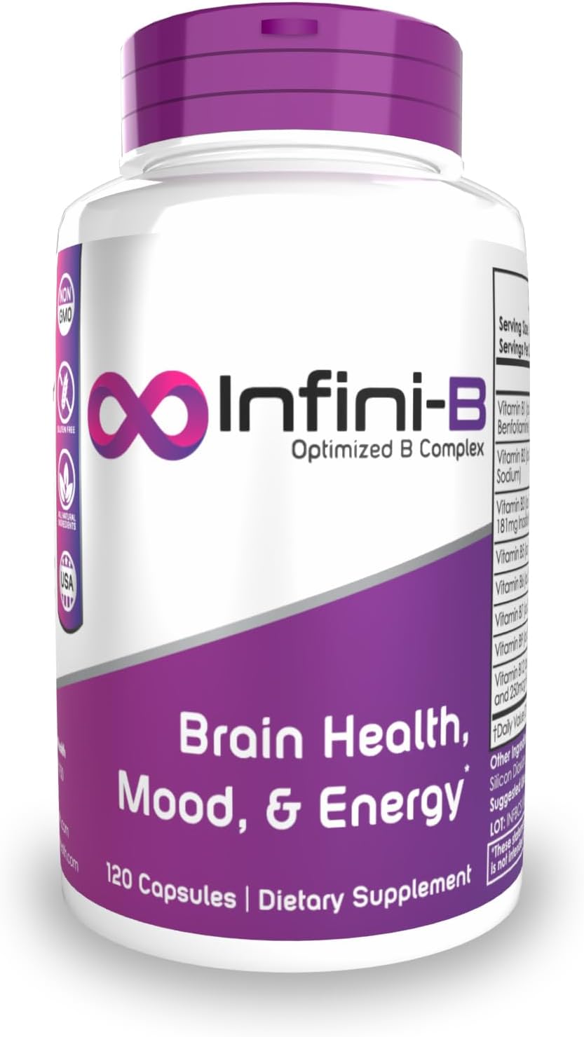 Infini-B Advanced B-Complex | Optimal Absorption & Bio-Availability | Enhanced Cognitive & Metabolic Support | 120 Capsules