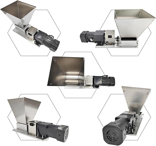 Miniatura 5 de 110V 60W 75RPM Máquina de molienda eléctrica manual de acero inoxidable molinillo de cebada con 4 tolvas y 2 rodillos Molino de grano de cerveza