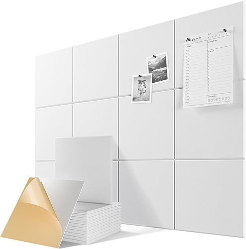 Miniatura 48 de Paquete de 12 paneles acústicos autoadhesivos, paneles de espuma de alta densidad a prueba de sonido de 12 x 12 x 0.4 pulgadas para paredes, paneles