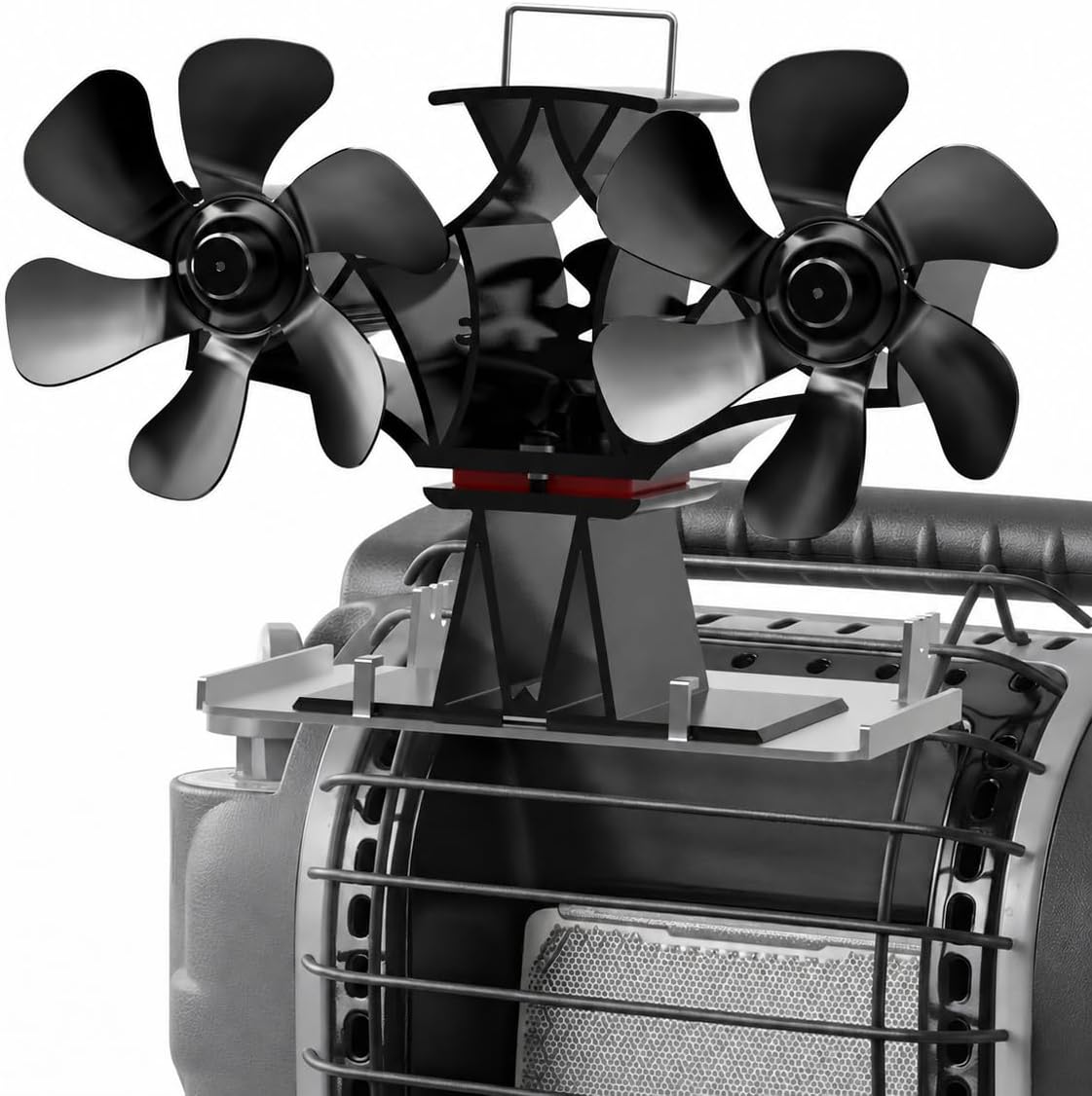 Wood Stove Fireplace Fan, Heat Powered Dual Motor Heater Fan with Bracket
