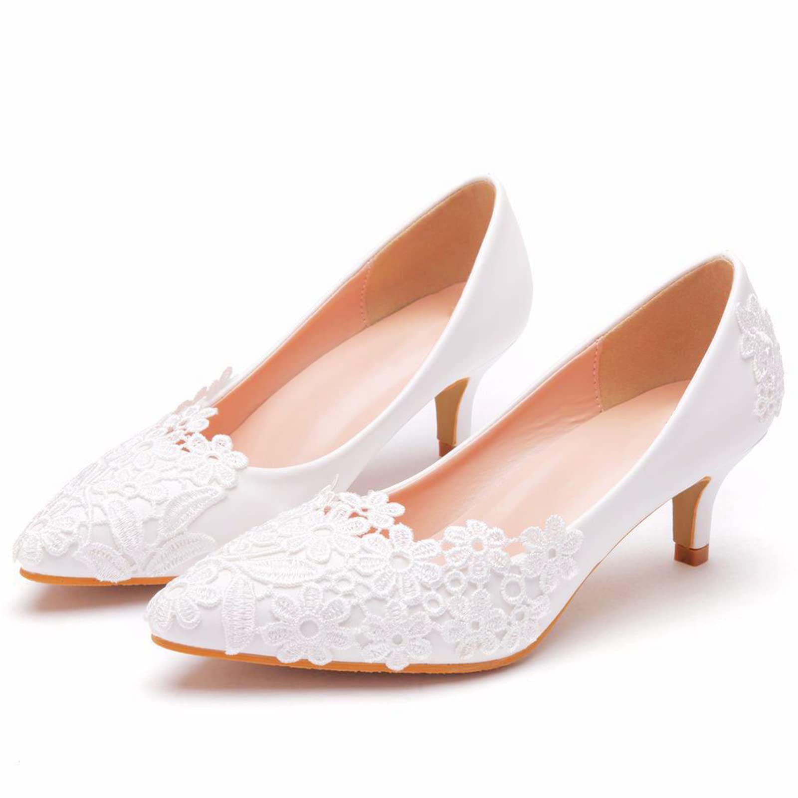 Scarpe da Sposa Pizzo Scarpe da Sposa Avorio Pizzo Peep Toe Tacco Alto Scarpe da Sposa Donna Moda Tradizionale Attraente
