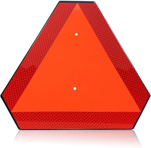 Slow Moving Vehicle Safety Sign,Slow Moving Vehicle Triangle Sign,Plastic 14"x16" Engineering Grade Reflective for Golf Cart (Plastic)