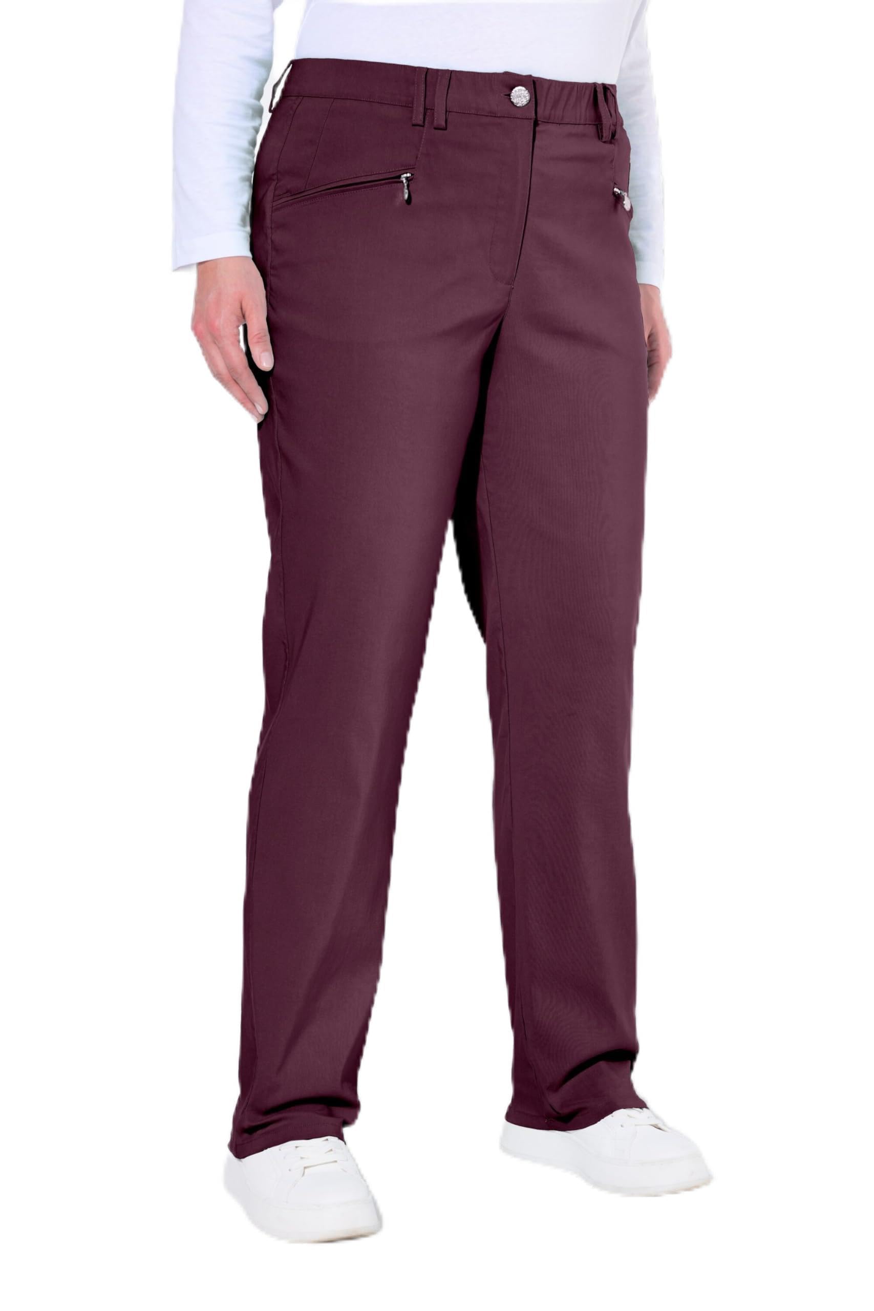 Ulla Popken Damen große Größen Übergrößen Plus Size Bengalin Stretchhose Mony, konisches Bein, Zipptaschen 842106