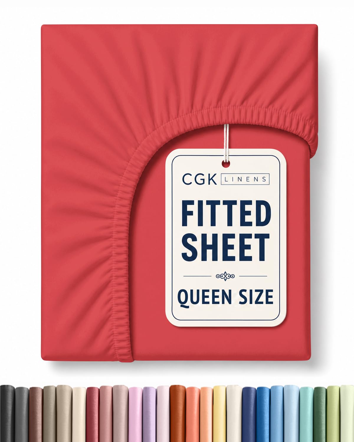 Queen Fitted Sheet - Single Fitted Sheet Only - 8-16" Deep Pockets - Red