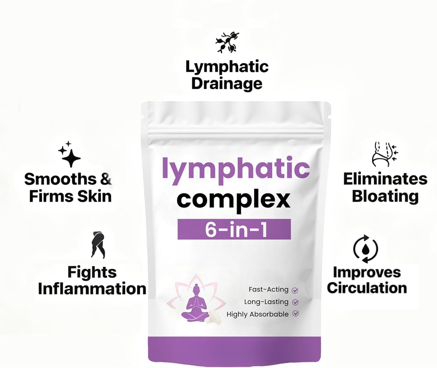 6 en 1 - Complejo Linfático para eliminar edemas, desintoxicar todo el cuerpo y darte una piel radiante, sin OGM